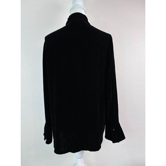 Lauren‎ Ralph Lauren women's medium black velvet long sleeve button down tunic - Picture 6 of 7